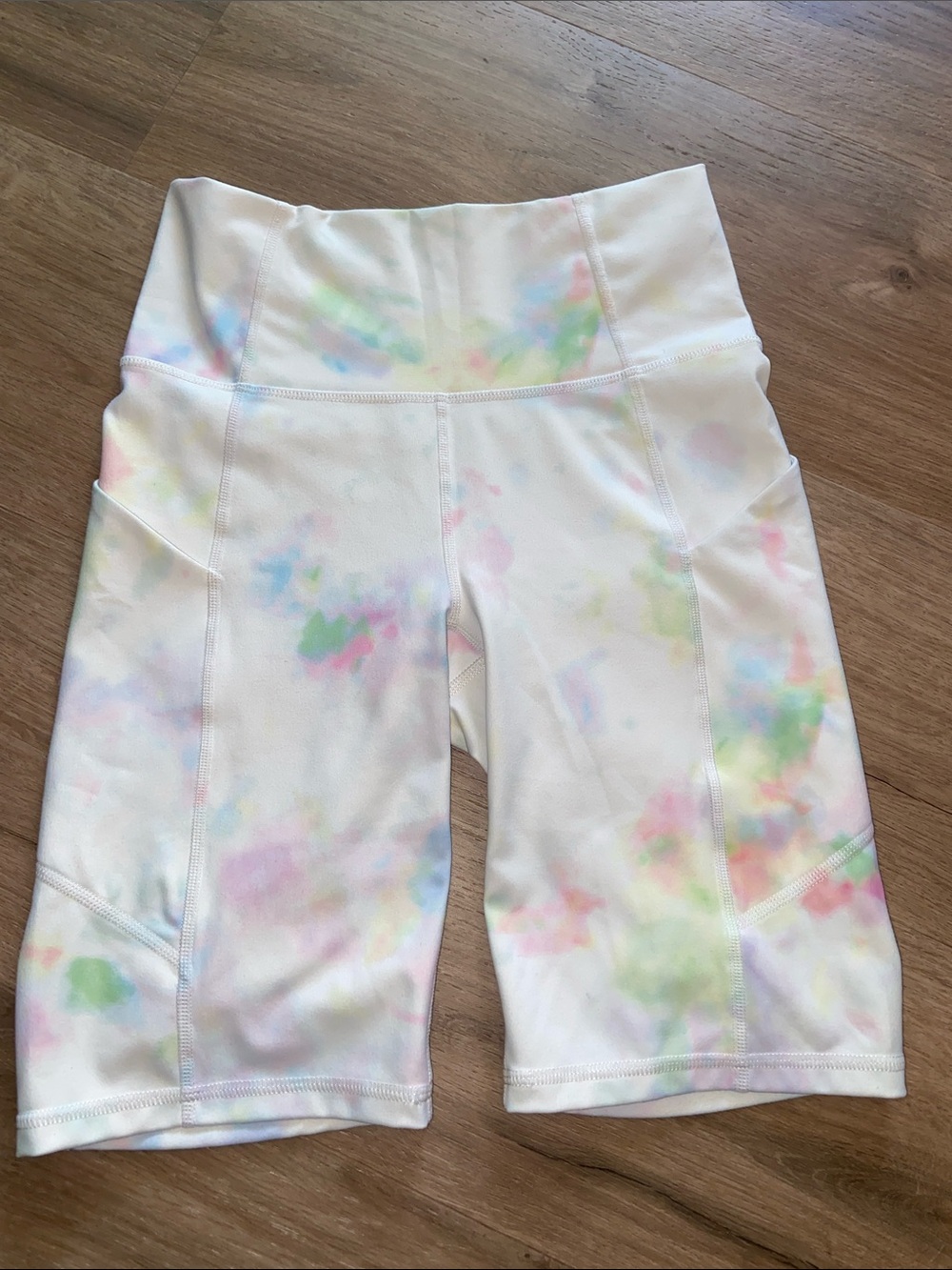 Fabletics White Tie-Dye Bike Shorts
